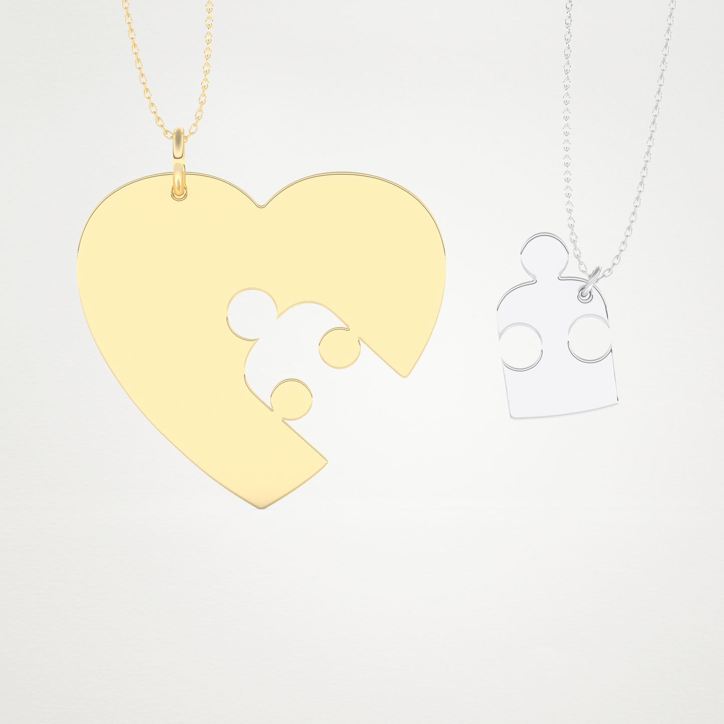 Custom Engraved Puzzle Pendant Necklace – 14K/18K Gold & 925 Silver 6
