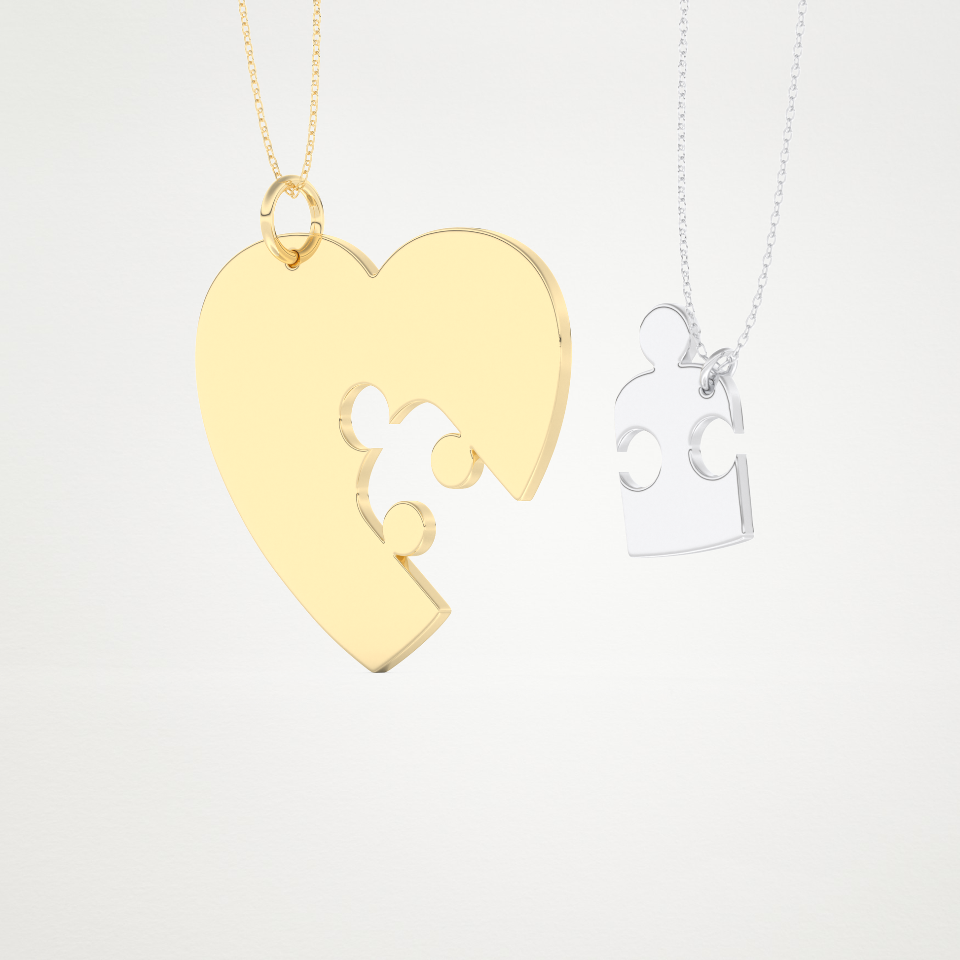 Custom Engraved Puzzle Pendant Necklace – 14K/18K Gold & 925 Silver 7