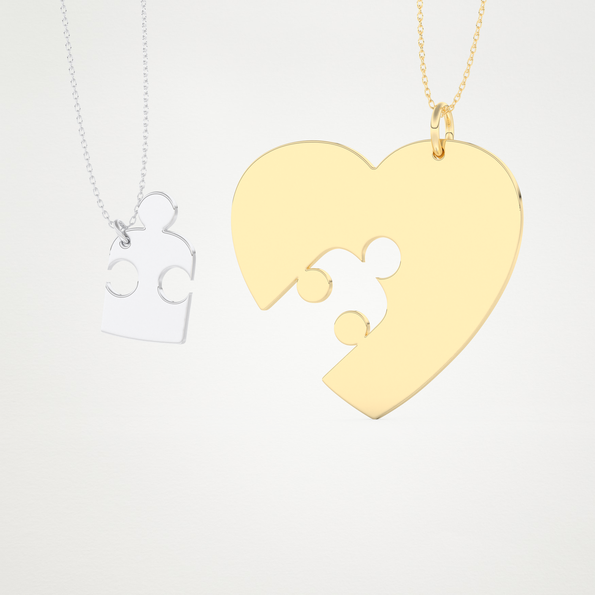 Custom Engraved Puzzle Pendant Necklace – 14K/18K Gold & 925 Silver 9