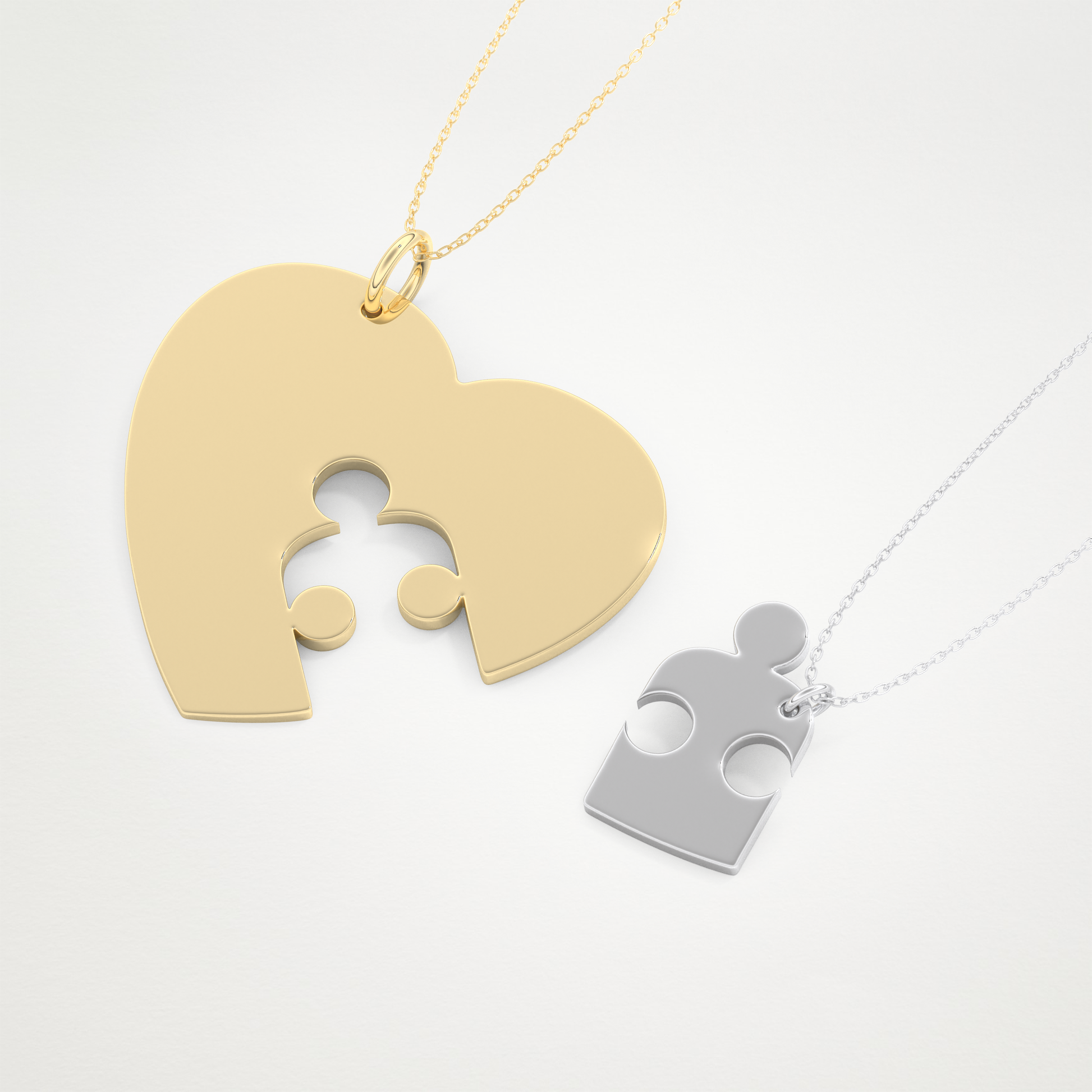 Custom Engraved Puzzle Pendant Necklace – 14K/18K Gold & 925 Silver 10