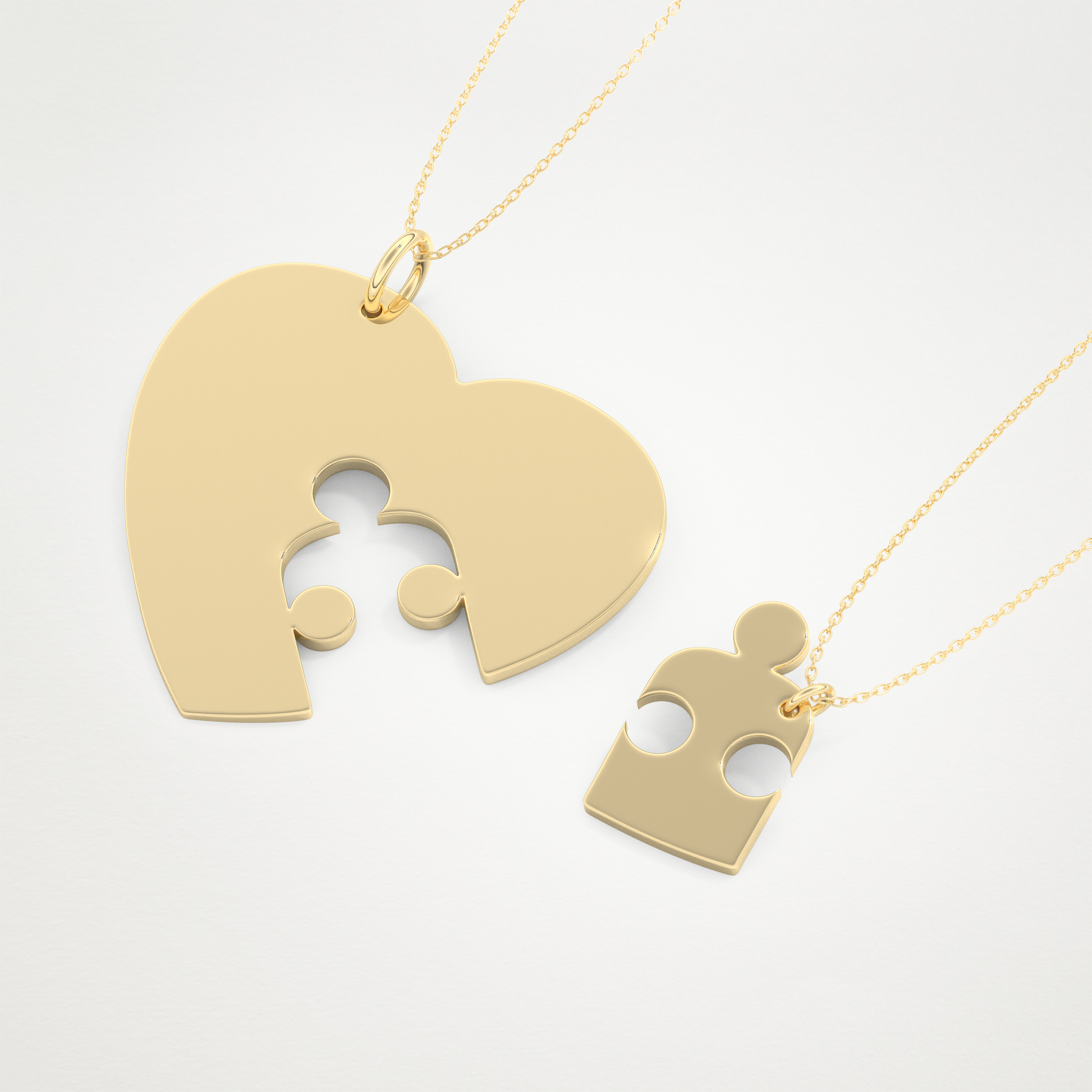 Custom Engraved Puzzle Pendant Necklace – 14K/18K Gold & 925 Silver 16