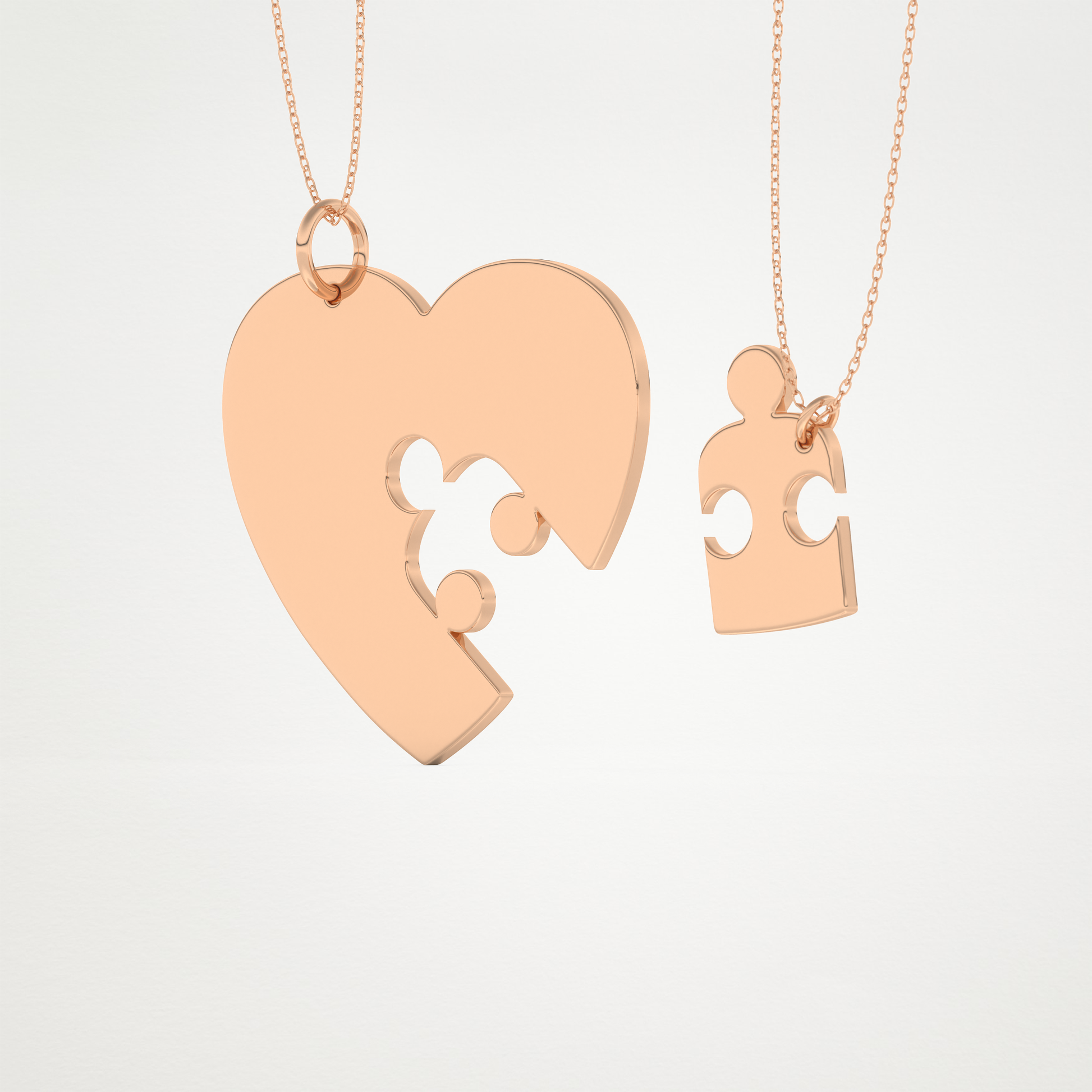 Custom Engraved Puzzle Pendant Necklace – 14K/18K Gold & 925 Silver 17