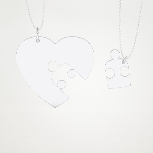 Custom Engraved Puzzle Pendant Necklace – 14K/18K Gold & 925 Silver 1