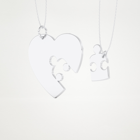 Custom Engraved Puzzle Pendant Necklace – 14K/18K Gold & 925 Silver 2