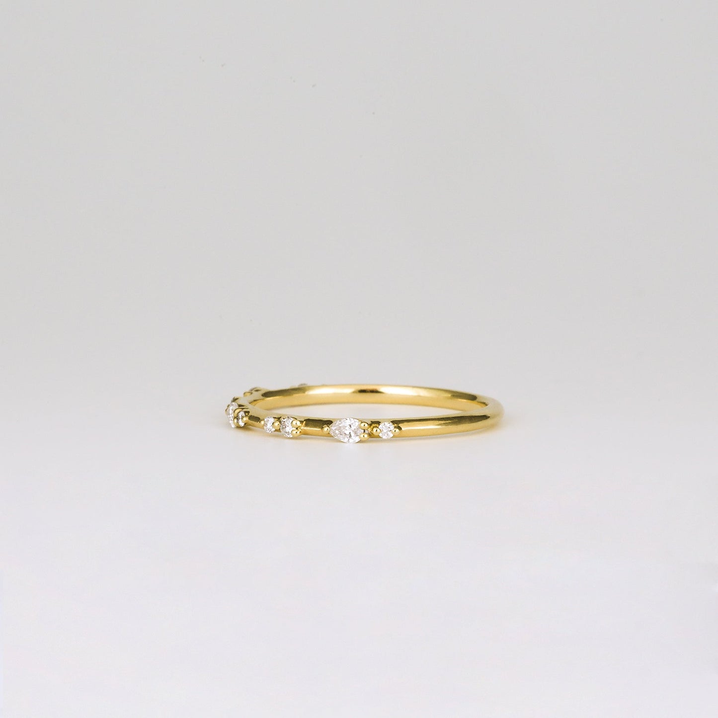 0.12 TCW Round & Pear Shaped Dainty Pave Moissanite Wedding Band