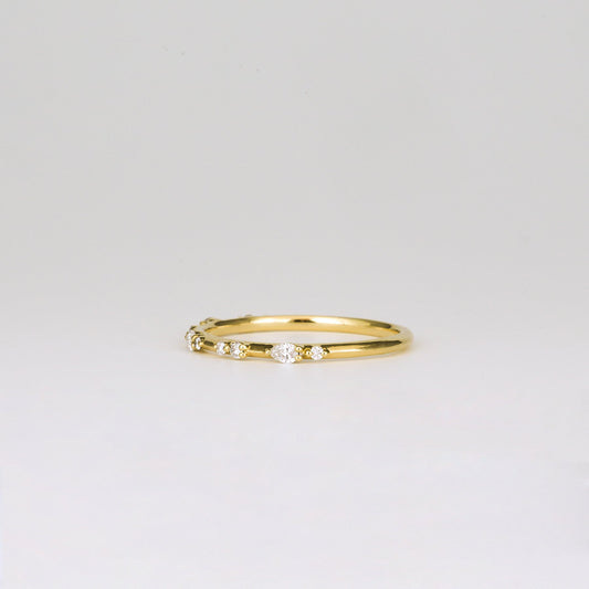 0.12 TCW Round & Pear Shaped Dainty Pave Moissanite Wedding Band