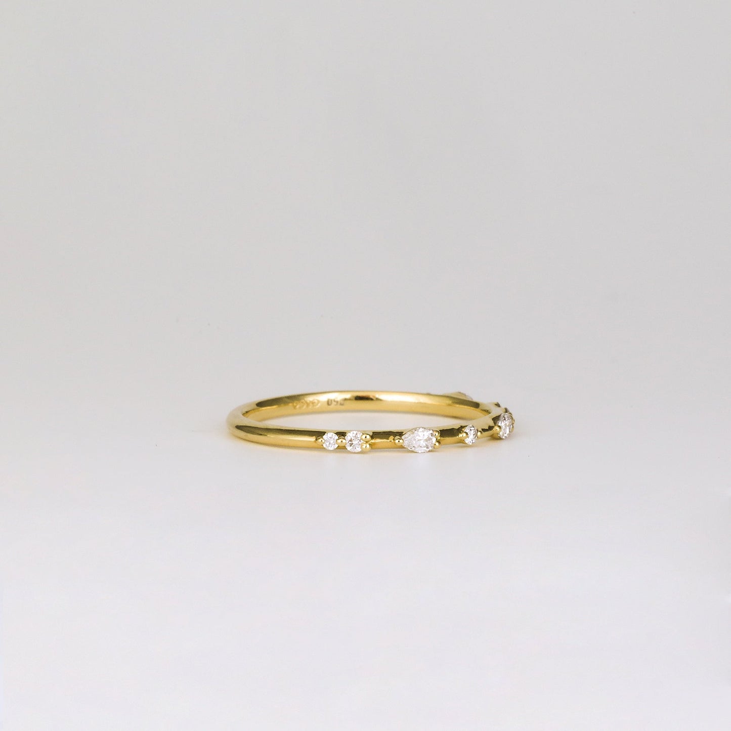 0.12 TCW Round & Pear Shaped Dainty Pave Moissanite Wedding Band