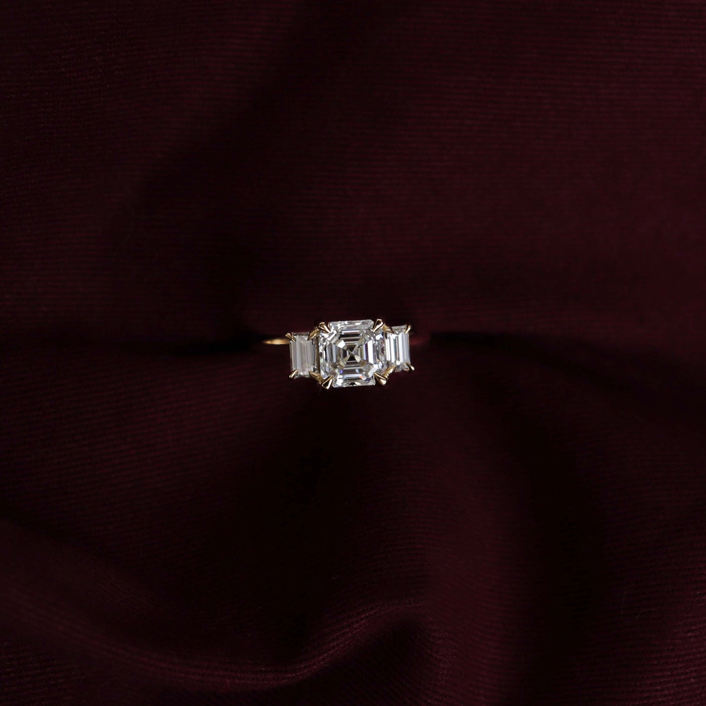 Stunning 1.5-2.5 CT Asscher Moissanite Engagement Ring with Three Stone Design