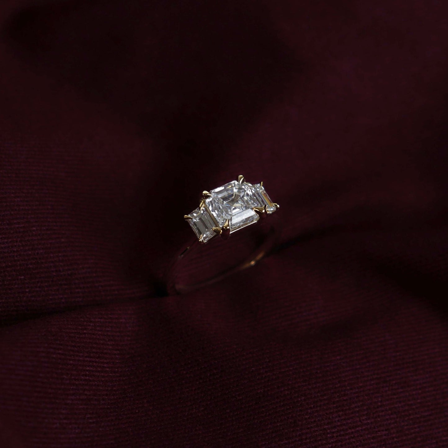 Stunning 1.5-2.5 CT Asscher Moissanite Engagement Ring with Three Stone Design