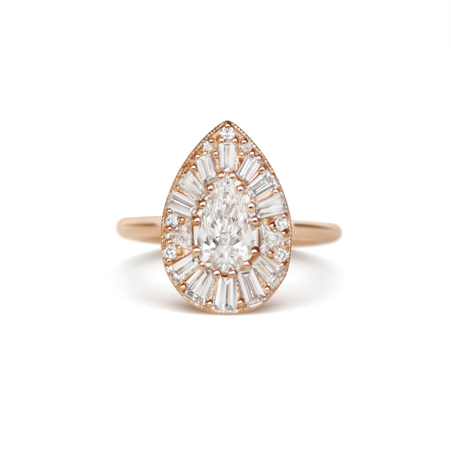 Marquise Shaped Three Stone Lab Grown Diamond Engagement Ring
