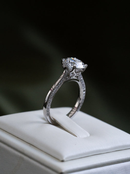Marquise Shaped Three Stone Lab Grown Diamond Engagement Ring