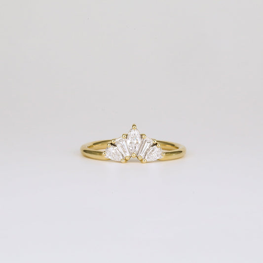 0.45 TCW Pear, Tapered Baguette & Marquise Shaped Multi Stone Moissanite Wedding Band