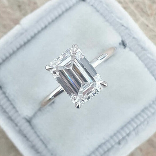 3.17 CT Emerald Cut Solitaire Style Moissanite Engagement Ring 2