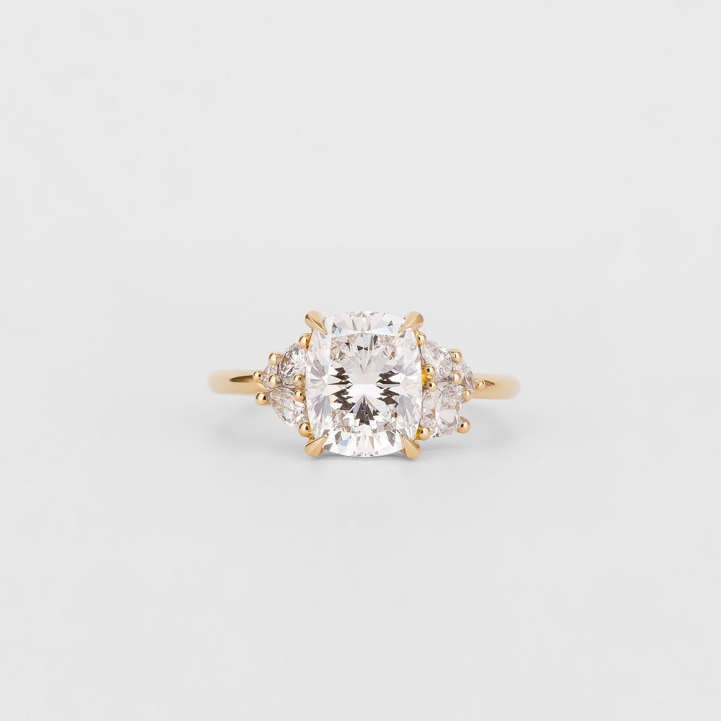 2.51 CT Cushion Shaped Cluster Moissanite Engagement Ring