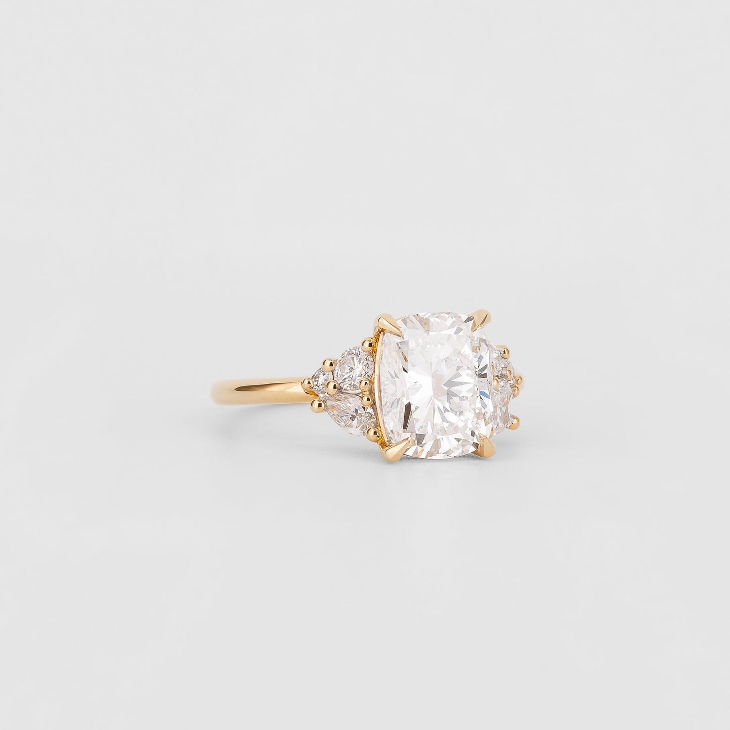 2.51 CT Cushion Shaped Cluster Moissanite Engagement Ring