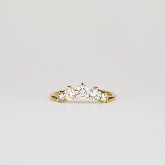 0.72 TCW Round Shaped Five Stone Moissanite Wedding Band