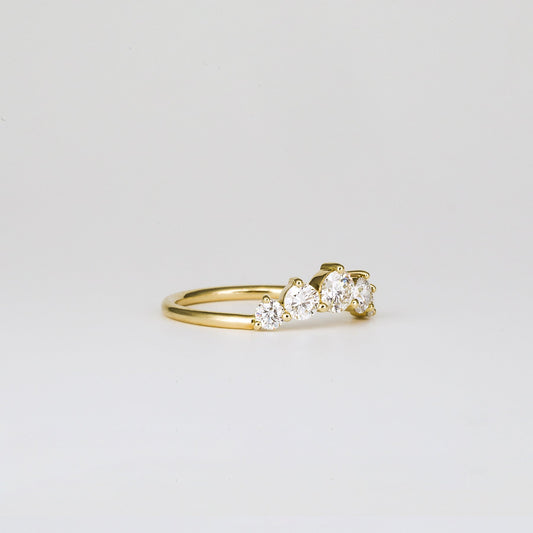 0.72 TCW Round Shaped Five Stone Moissanite Wedding Band