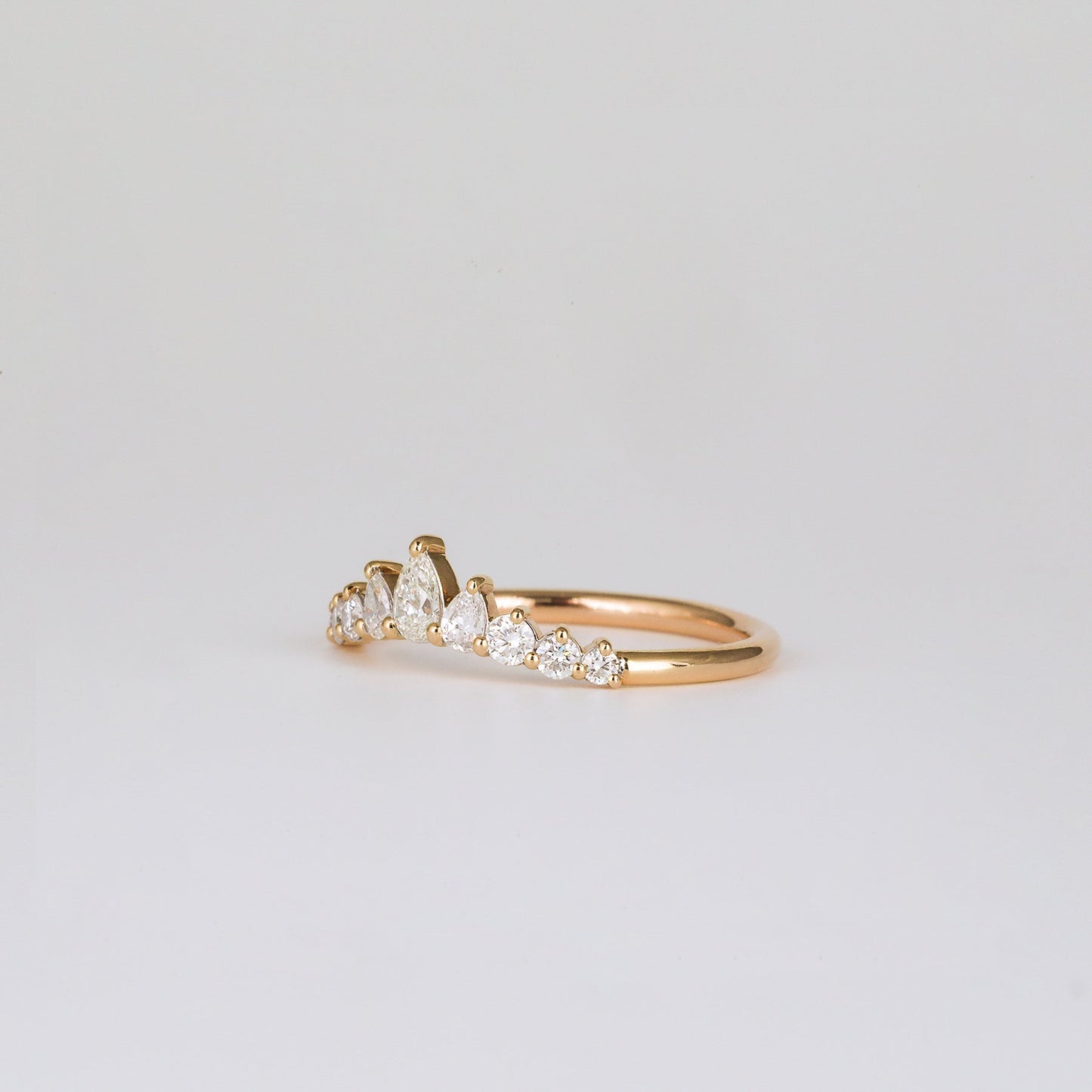 0.38 TCW Pear & Round Shaped Multi Stone Moissanite Wedding Band