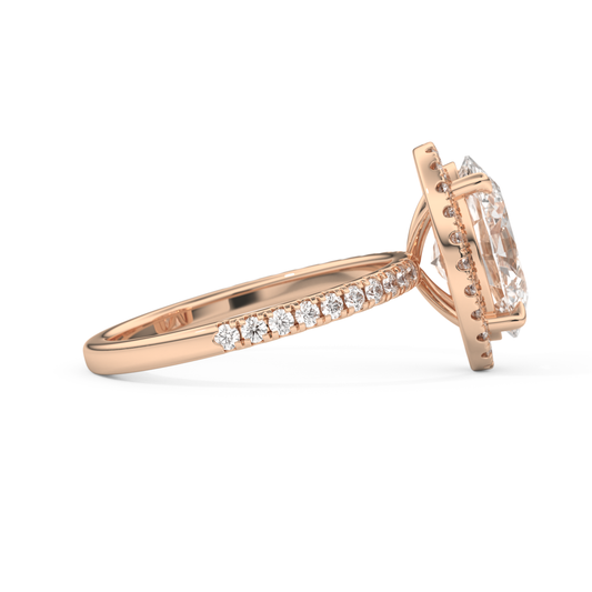 3.80 CT Oval Moissanite Halo & Pave Engagement Ring (US Size 8.5 Ready To Ship)