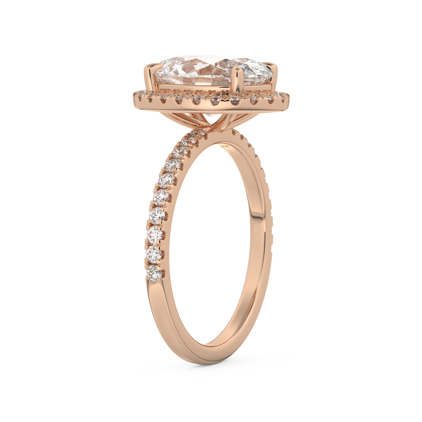 3.80 CT Oval Halo & Pave Engagement Ring