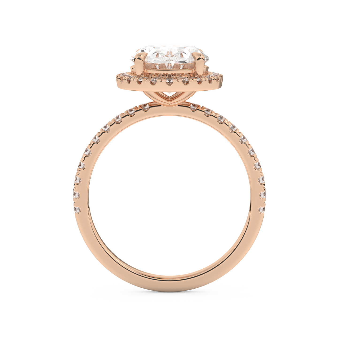 3.80 CT Oval Halo & Pave Engagement Ring