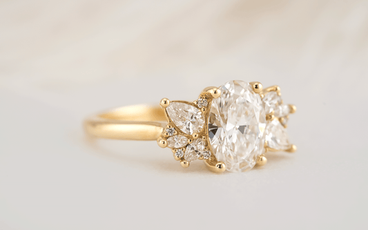 Marquise Shaped Three Stone Lab Grown Diamond Engagement Ring