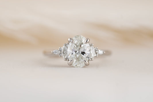 Marquise Shaped Three Stone Lab Grown Diamond Engagement Ring