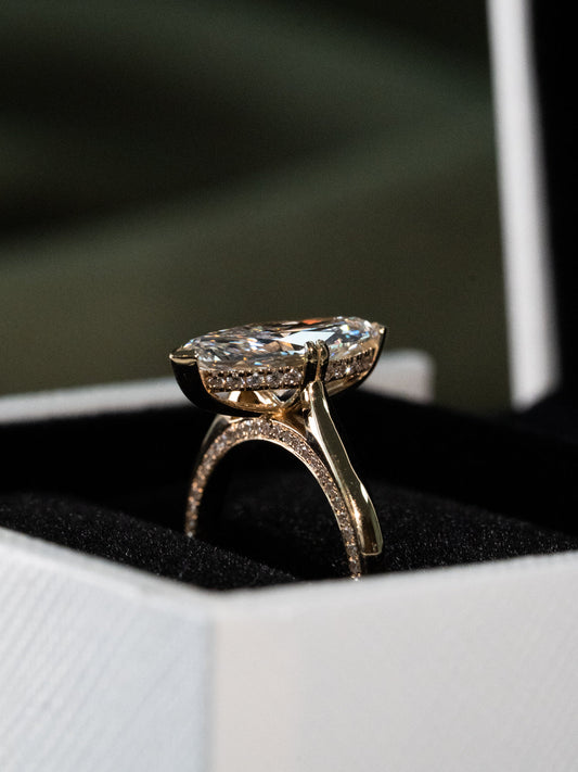 Marquise Shaped Three Stone Lab Grown Diamond Engagement Ring