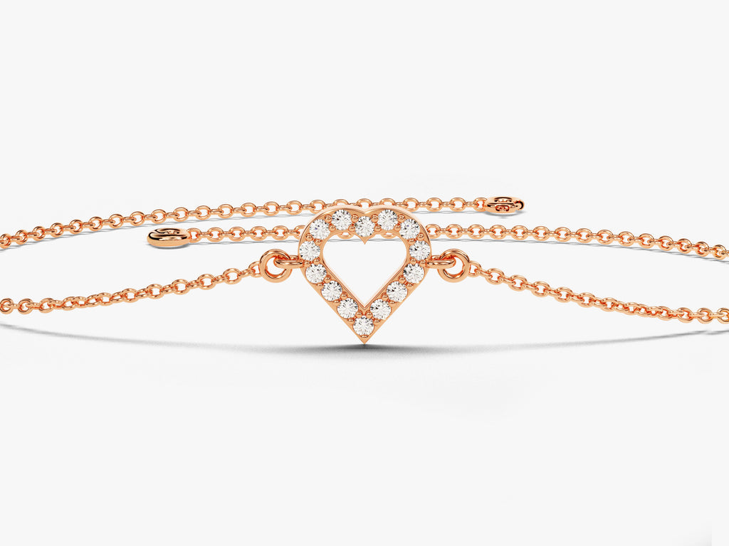 0.1 TCW Round Stones Heart Shaped Moissanite Bracelet