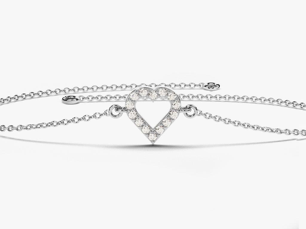 0.1 TCW Round Stones Heart Shaped Moissanite Bracelet