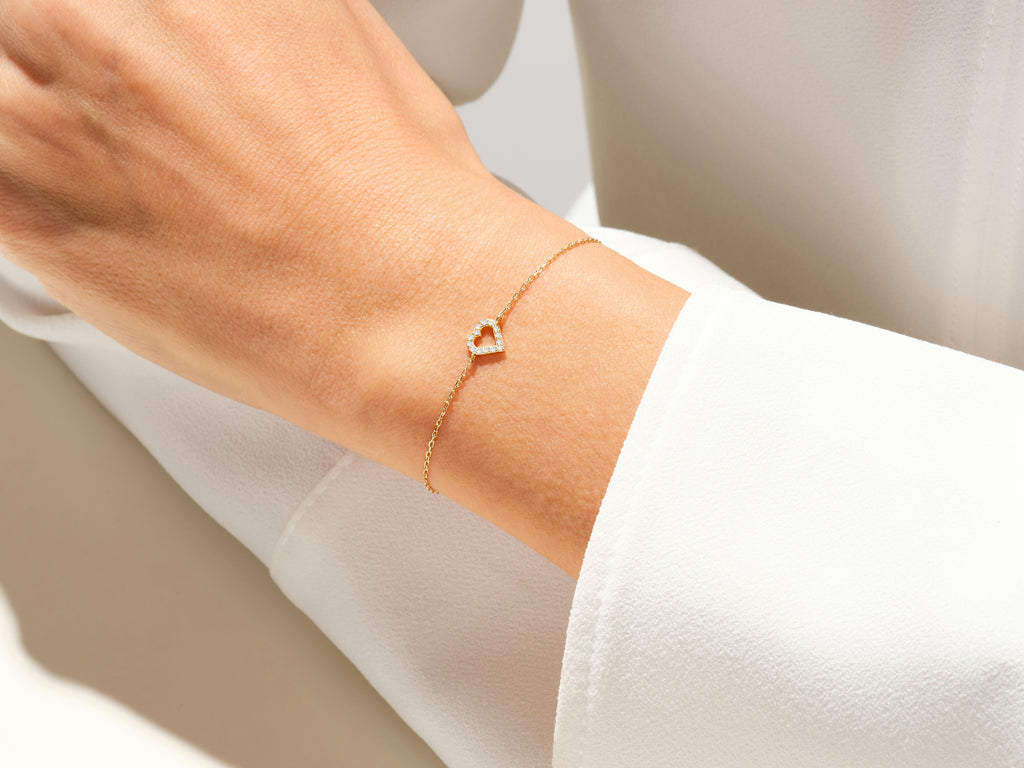 0.1 TCW Round Stones Heart Shaped Moissanite Bracelet