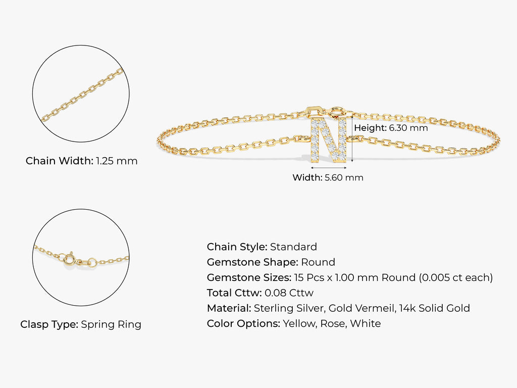 0.08 TCW Initial's Moissanite Bracelet
