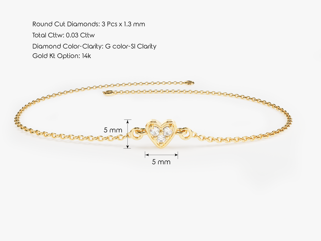 0.03 TCW Heart Charm Moissanite Bracelet
