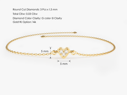 0.03 TCW Heart Charm Moissanite Bracelet