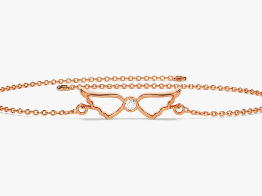 0.02 TCW Round Wing Shaped Charm Bracelet