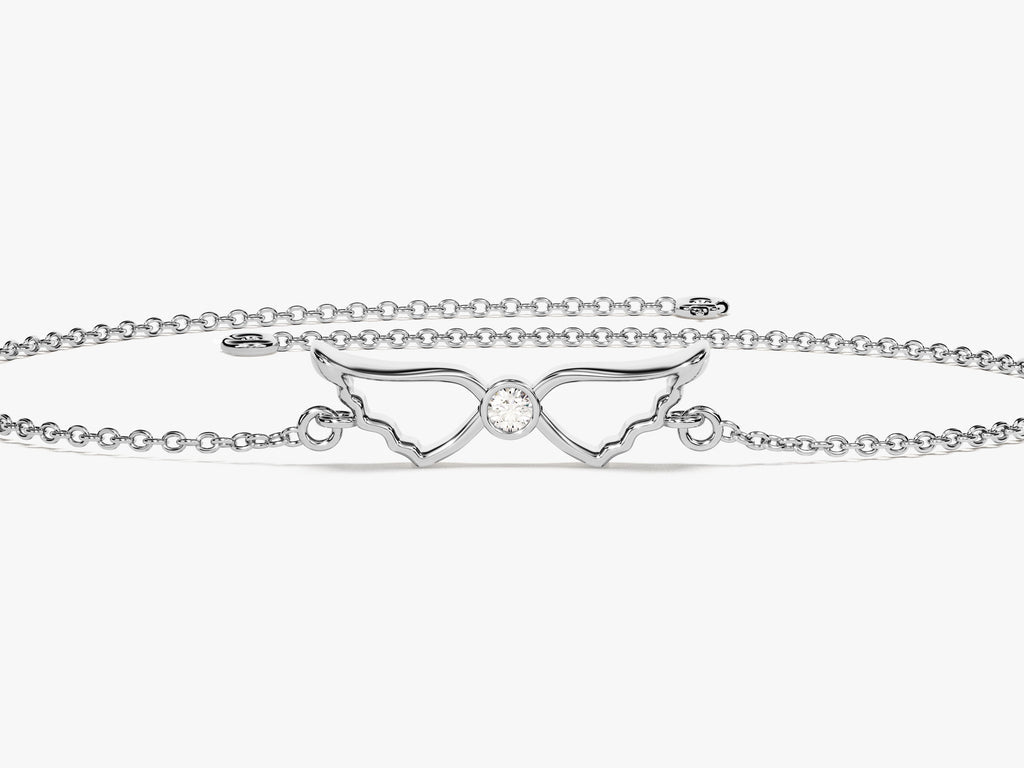 0.02 TCW Round Wing Shaped Charm Bracelet