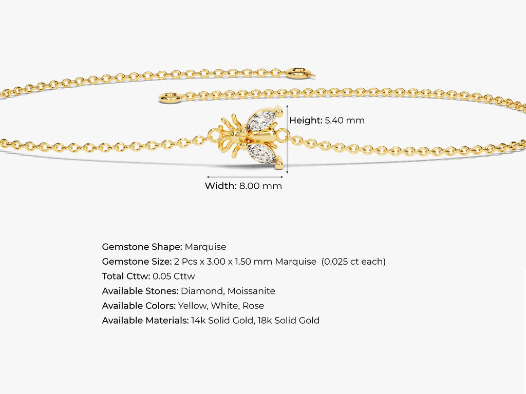 0.05 TCW Bee Shaped Moissanite Bracelet