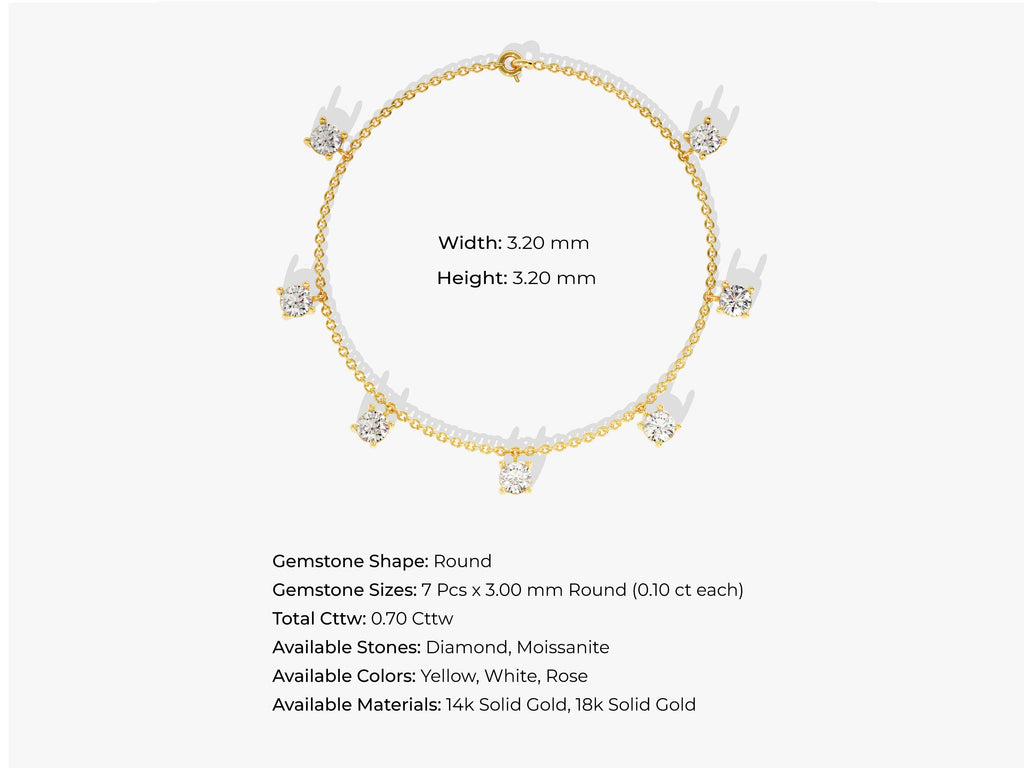 0.7 TCW Round Drop Moissanite Bracelet