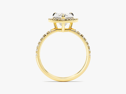 1.5 CT Heart Cut Halo & Pave Moissanite Engagement Ring