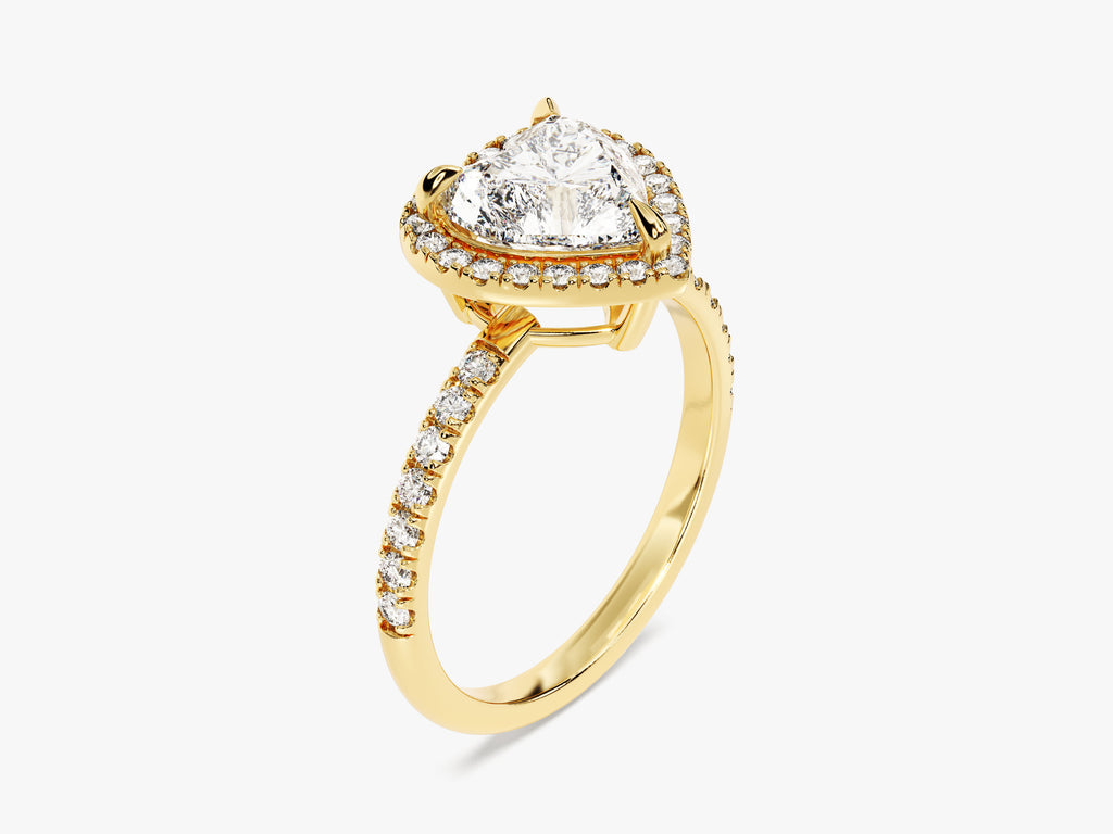 1.5 CT Heart Cut Halo & Pave Moissanite Engagement Ring
