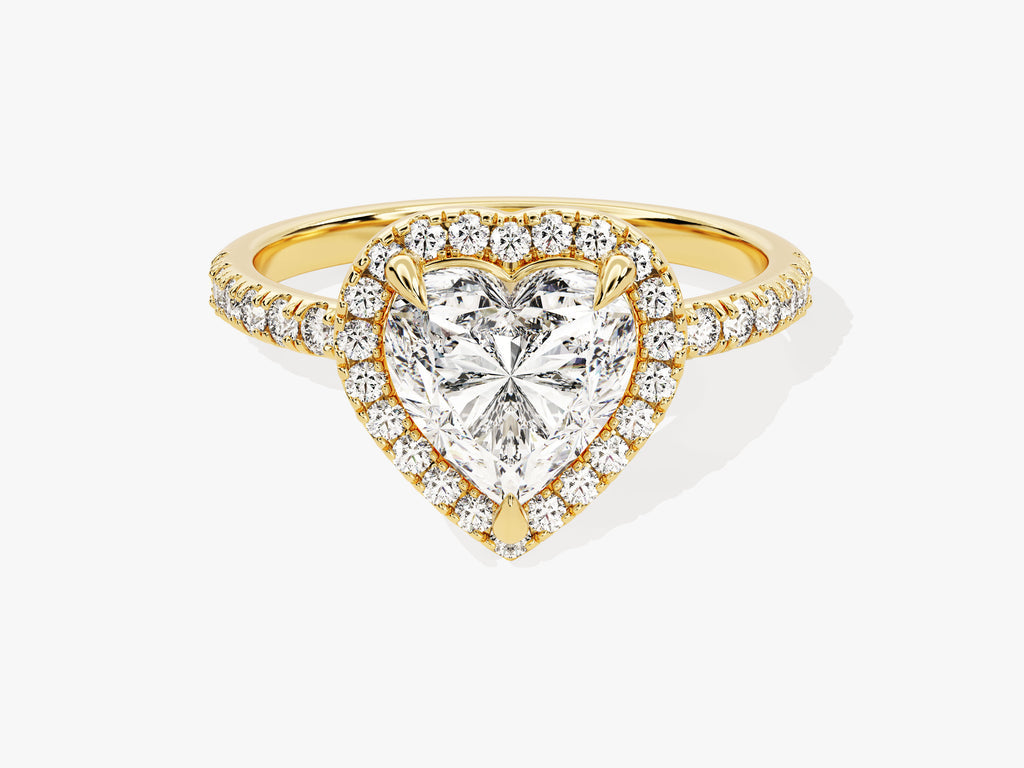 1.5 CT Heart Cut Halo & Pave Moissanite Engagement Ring