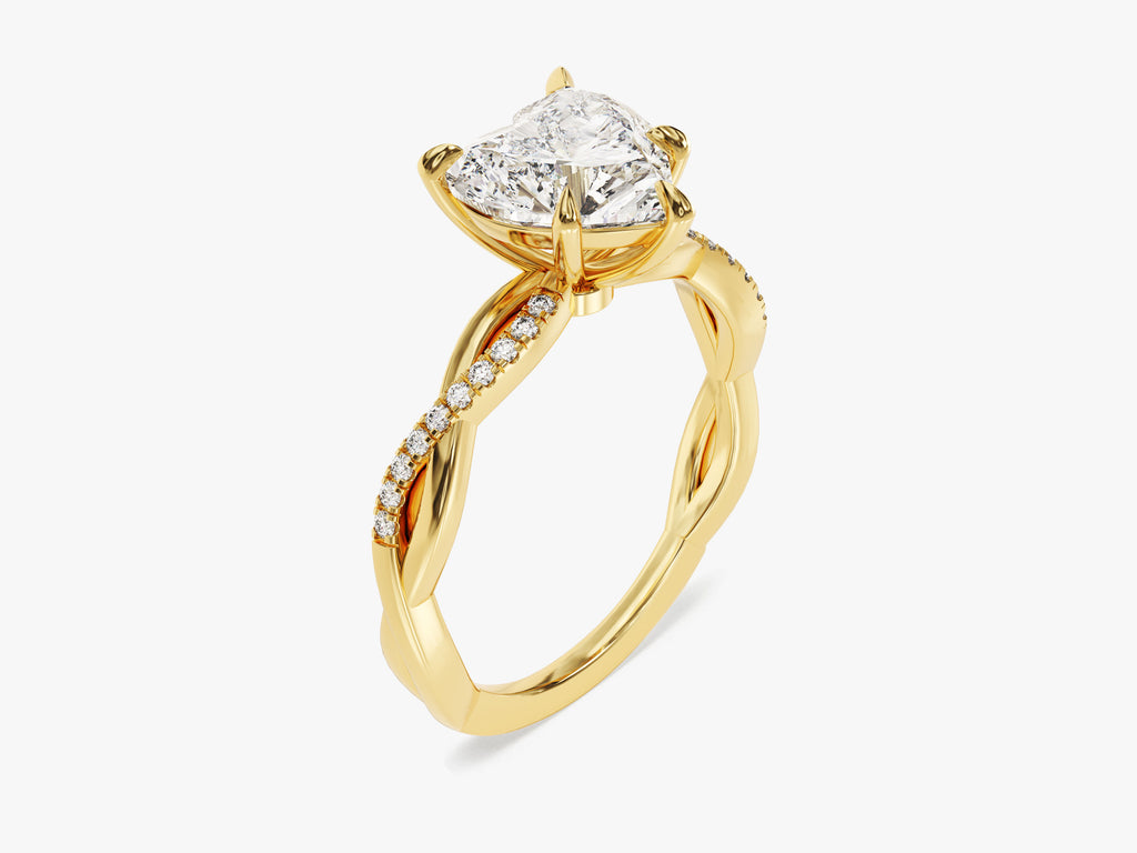 2 CT Heart Cut Twisted Pave Moissanite Engagement Ring