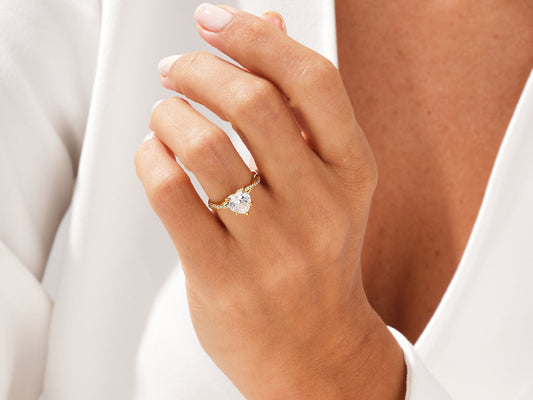 2 CT Heart Cut Twisted Pave Moissanite Engagement Ring