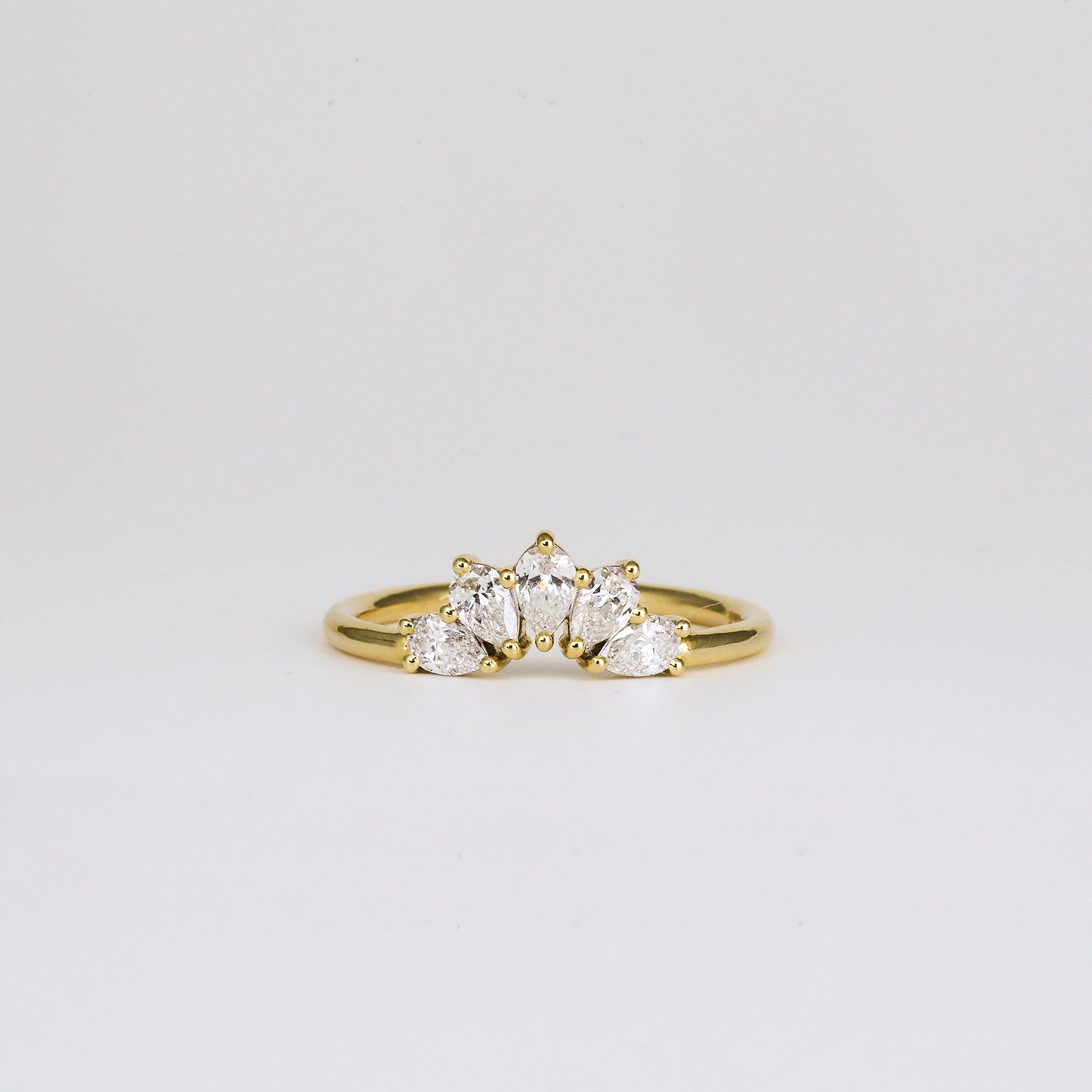 0.45 TCW Pear Shaped Crown Moissanite Wedding Band