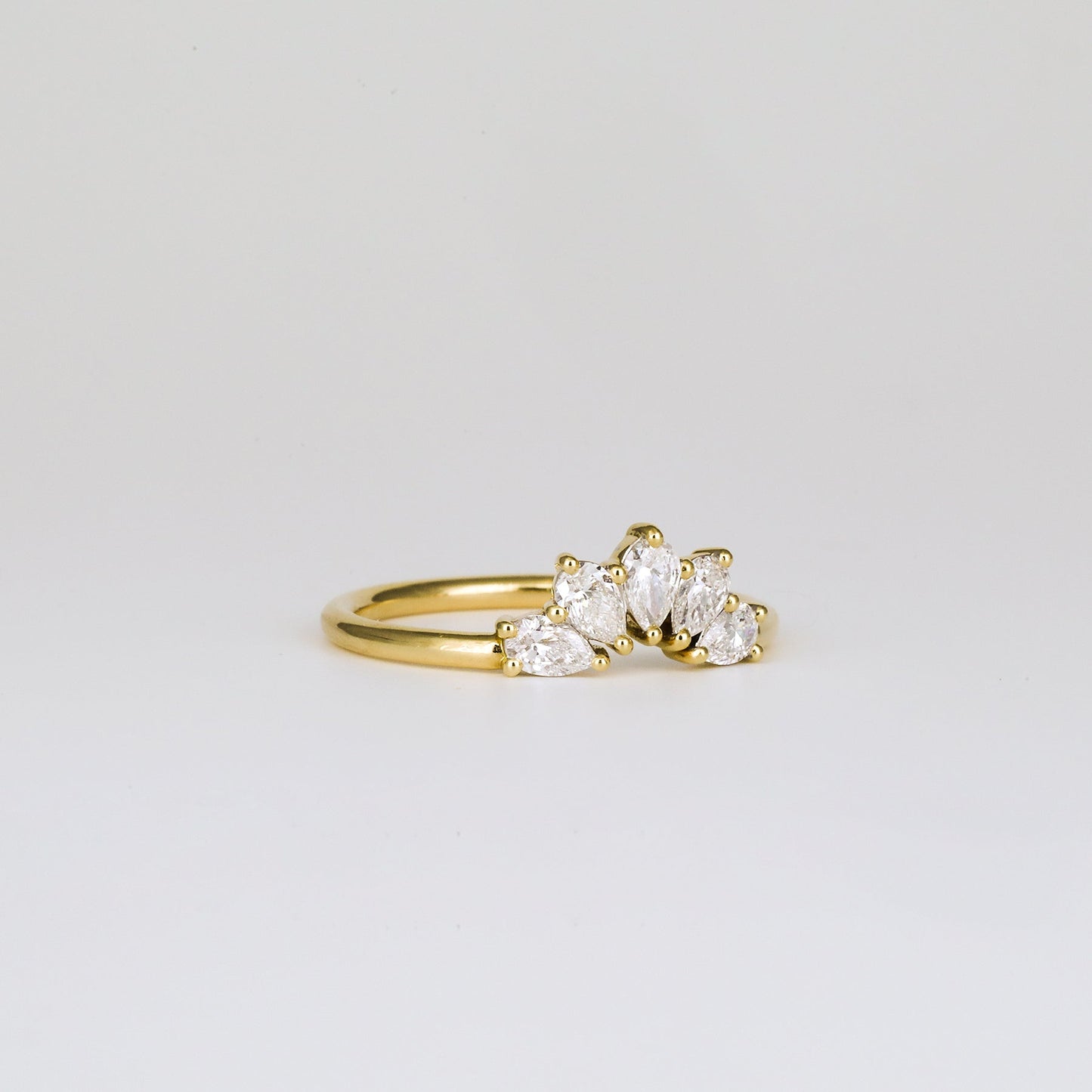 0.45 TCW Pear Shaped Crown Moissanite Wedding Band