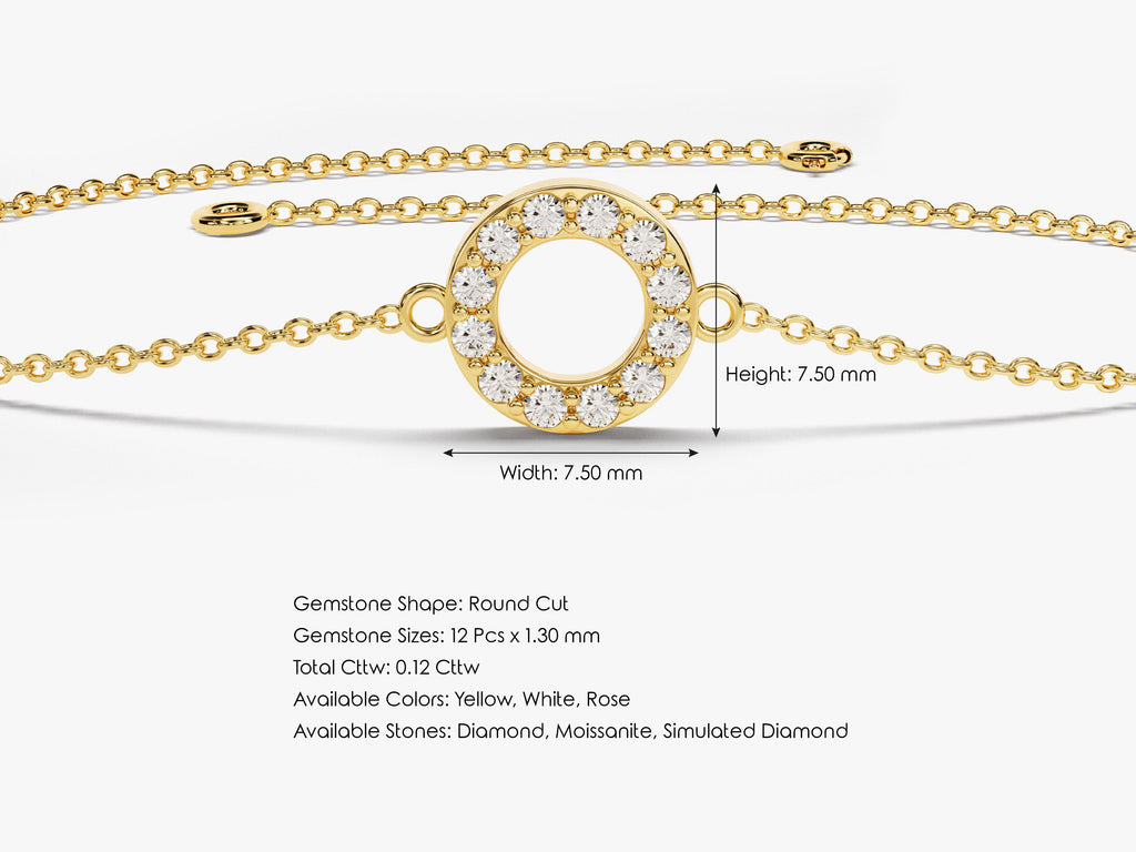 0.12 TCW Round Ring Charm Moissanite Bracelet