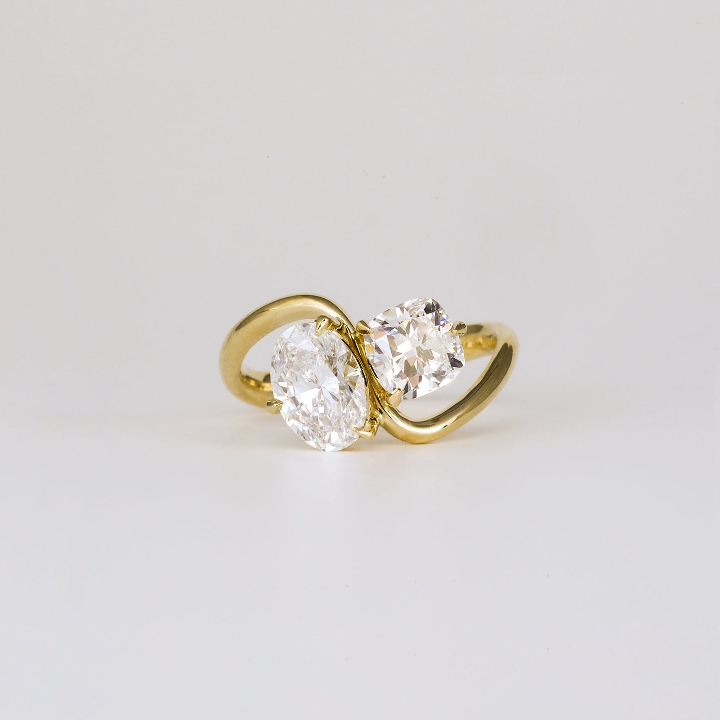 2.31 TCW Oval & Cushion Shaped Toi Et Moi Moissanite Engagement Ring