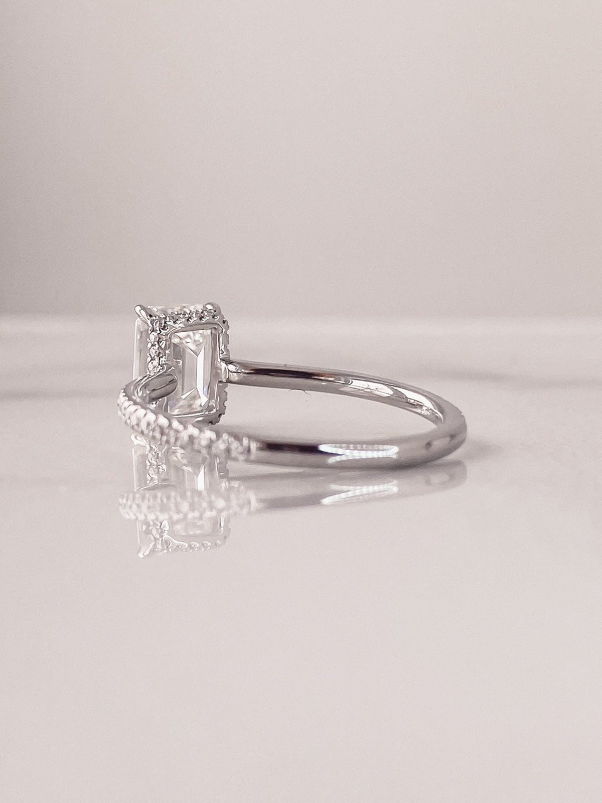 2.30 CT Radiant Cut Hidden Halo & Pave Setting Moissanite Engagement Ring