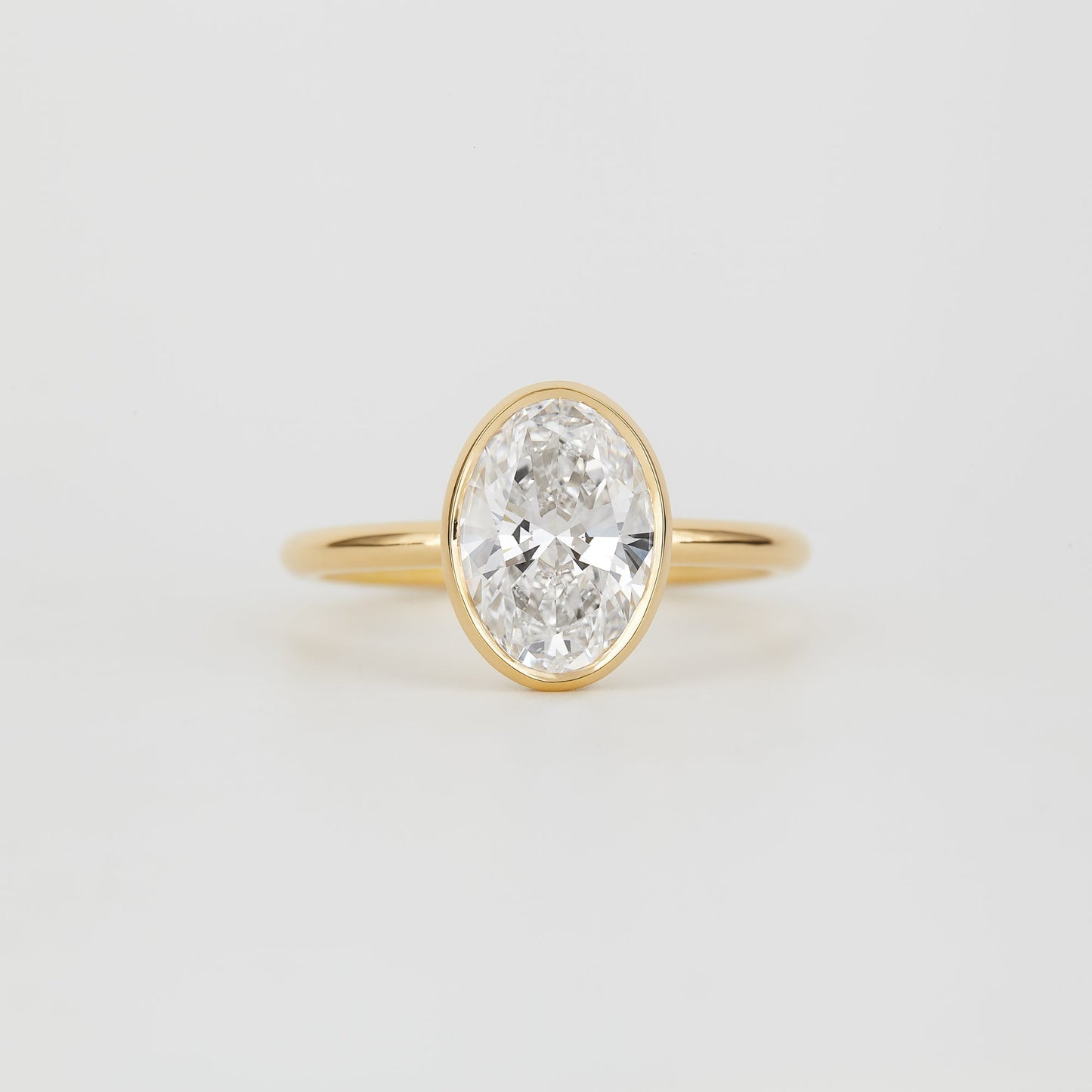 2.0 CT Oval Shaped Bezel Moissanite Engagement Ring