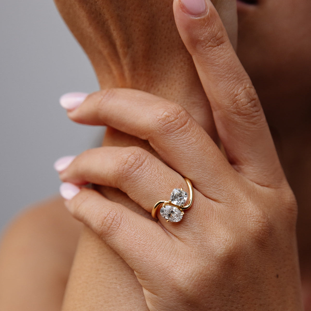 2.31 TCW Oval & Cushion Shaped Toi Et Moi Moissanite Engagement Ring